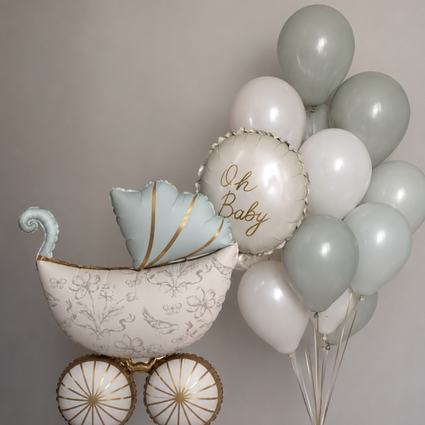 Baby Welcome Ballon Set met Oh Baby & Kinderwagen Folieballonnen Baby Welcome Ballon Set met Oh Baby & Kinderwagen Folieballonnen